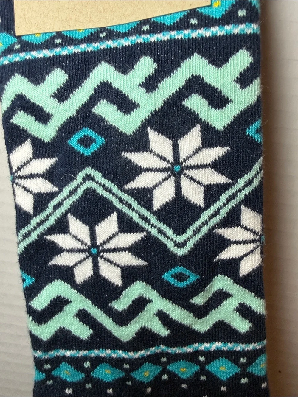 NEW! Human Interest Sock Club Geometric Nordic Pattern Crew Socks